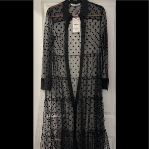 Zara Sheer Black Polka Dot Top